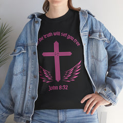 Inspirational Faith T-Shirt - 'And the Truth Will Set You Free' - John 8:32 - Unisex Heavy Cotton