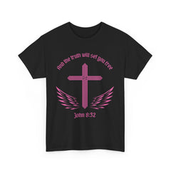 Inspirational Faith T-Shirt - 'And the Truth Will Set You Free' - John 8:32 - Unisex Heavy Cotton